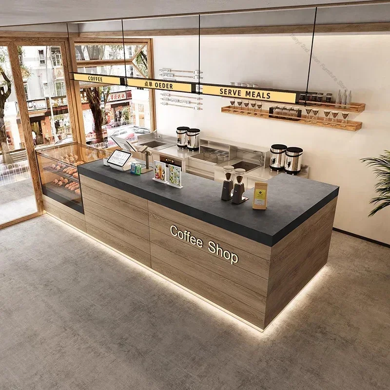 Office Furniture Jb - เคาน์เตอร์ต้อนรับร้านกาแฟเบเกอรี่ JB MCoffee พร้อมตู้โชว์แบบโปร่งใส ดีไซน์สวยงาม เฟอร์นิเจอร์เชิงพาณิชย์