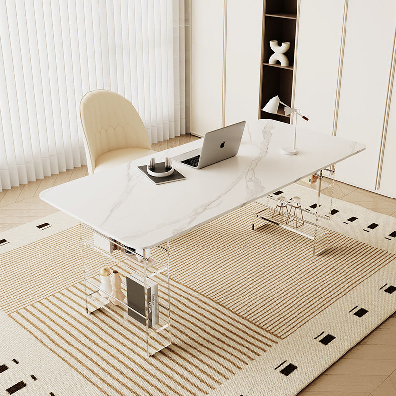 Office Furniture And Design - โต๊ะทำงานหินเผาคุณภาพสูงสไตล์นอร์ดิก ดีไซน์ทันสมัย โต๊ะอะคริลิคแบบลอยตัวสำหรับระเบียง โต๊ะทำงานในห้องนอน เฟอร์นิเจอร์ Zwevend